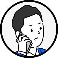 青いジャケットを着て電話をしている男性のイラスト